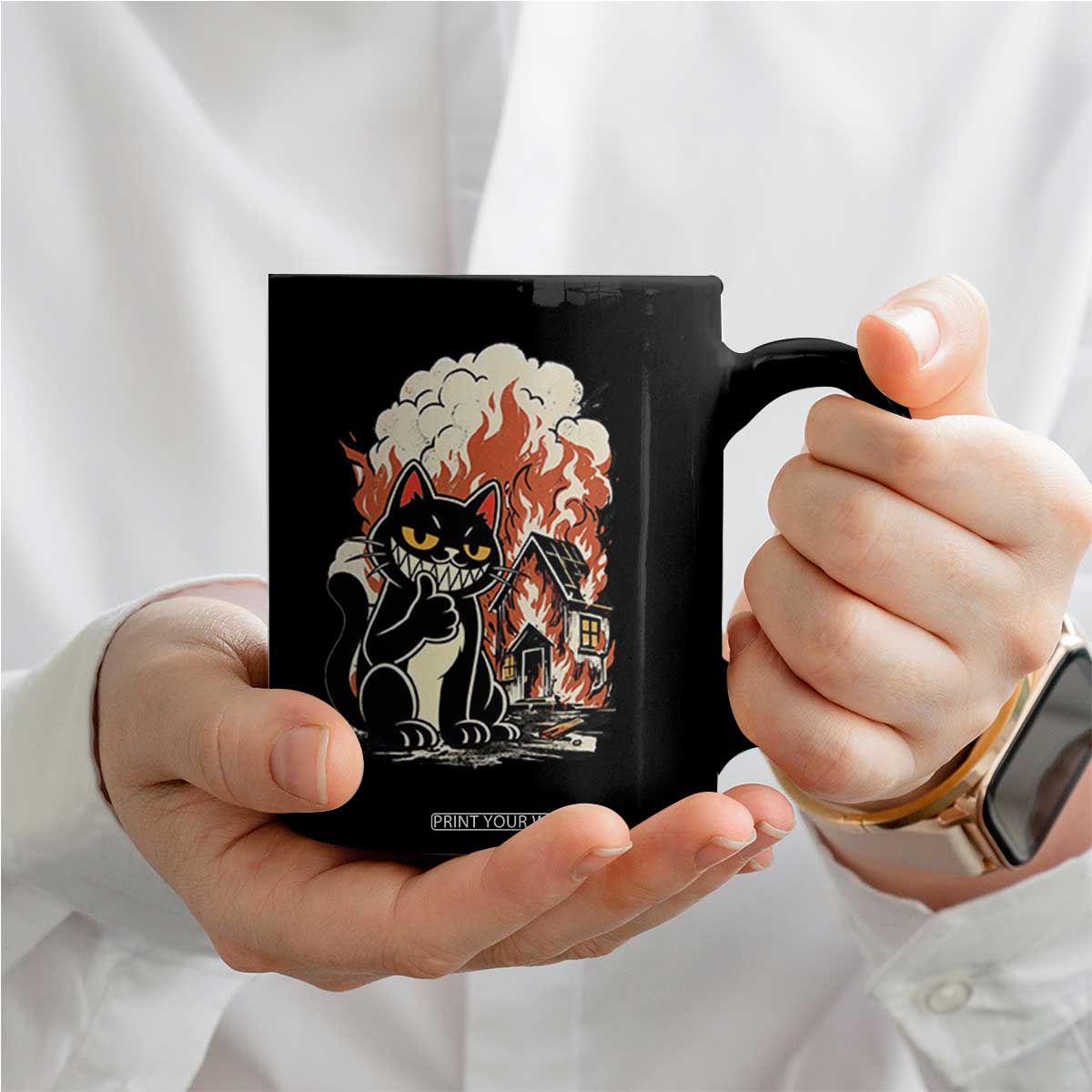 Funny Trouble Maker Cat Coffee Mug Cute Mischief Graphic Gift For Cat Lover TS12 Print Your Wear