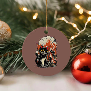 Funny Trouble Maker Cat Ceramic Ornament Cute Mischief Graphic Gift For Cat Lover TS12 1pc Mocha Print Your Wear