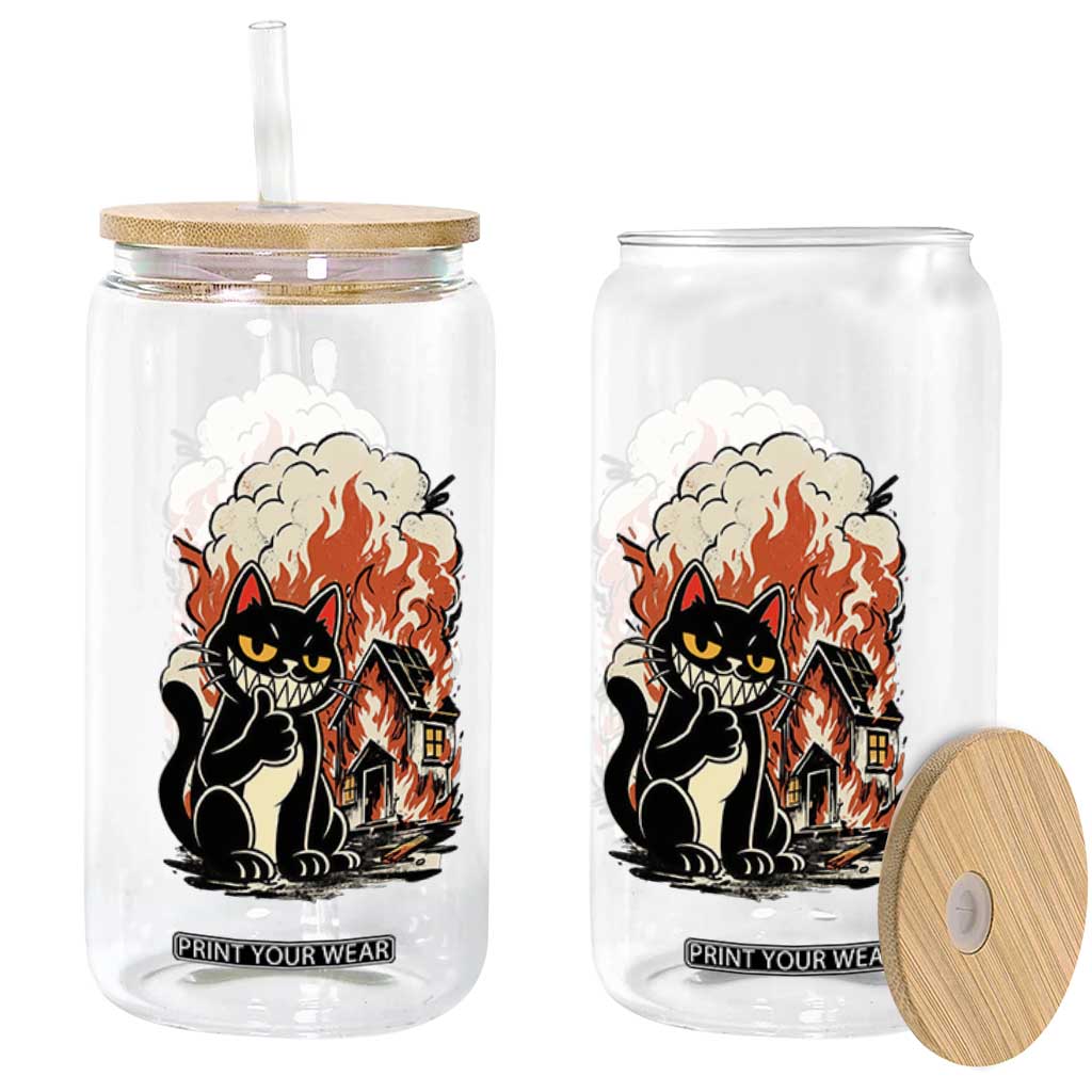 Funny Trouble Maker Cat Glass Can Cute Mischief Graphic Gift For Cat Lover TS12 Print Your Wear