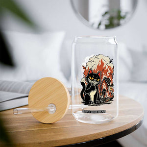 Funny Trouble Maker Cat Glass Can Cute Mischief Graphic Gift For Cat Lover TS12 Print Your Wear