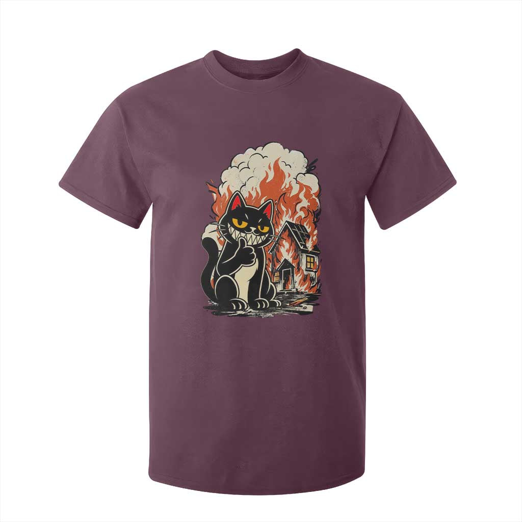 Funny Trouble Maker Cat T Shirt For Kid Cute Mischief Graphic Gift For Cat Lover TS12 Maroon Print Your Wear