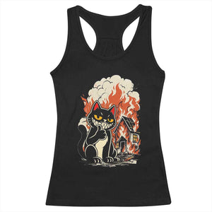 Funny Trouble Maker Cat Racerback Tank Top Cute Mischief Graphic Gift For Cat Lover TS12 Black Print Your Wear