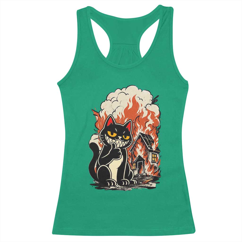 Funny Trouble Maker Cat Racerback Tank Top Cute Mischief Graphic Gift For Cat Lover TS12 Irish Green Print Your Wear