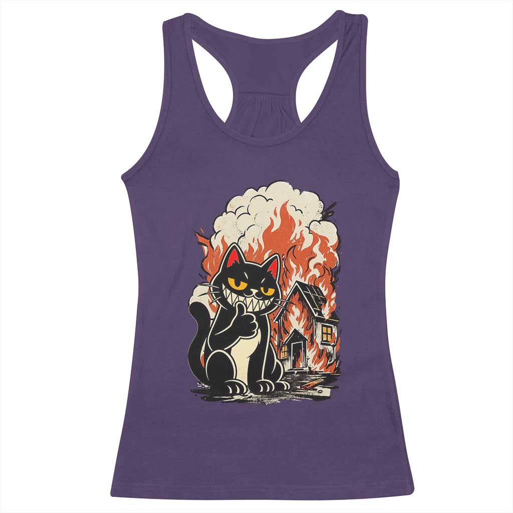 Funny Trouble Maker Cat Racerback Tank Top Cute Mischief Graphic Gift For Cat Lover TS12 Purple Print Your Wear