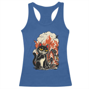 Funny Trouble Maker Cat Racerback Tank Top Cute Mischief Graphic Gift For Cat Lover TS12 Royal Blue Print Your Wear