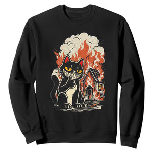 Funny Trouble Maker Cat Sweatshirt Cute Mischief Graphic Gift For Cat Lover TS12 Black Print Your Wear