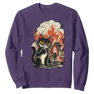 Funny Trouble Maker Cat Sweatshirt Cute Mischief Graphic Gift For Cat Lover TS12 Purple Print Your Wear