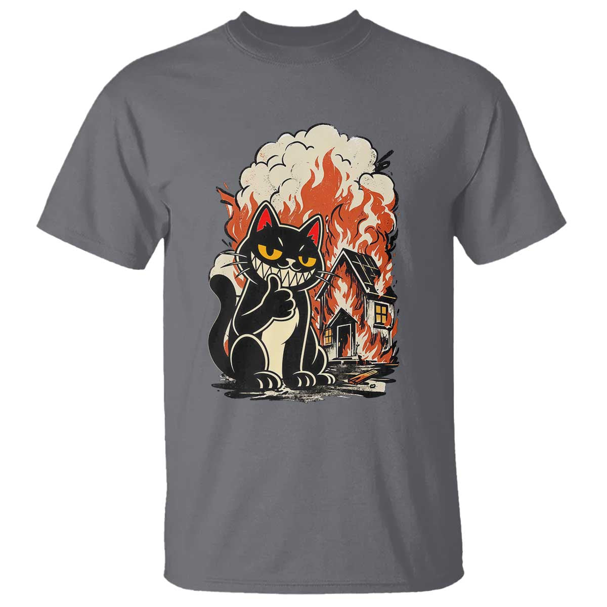 Funny Trouble Maker Cat T Shirt Cute Mischief Graphic Gift For Cat Lover TS12 Charcoal Print Your Wear