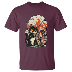 Funny Trouble Maker Cat T Shirt Cute Mischief Graphic Gift For Cat Lover TS12 Maroon Print Your Wear