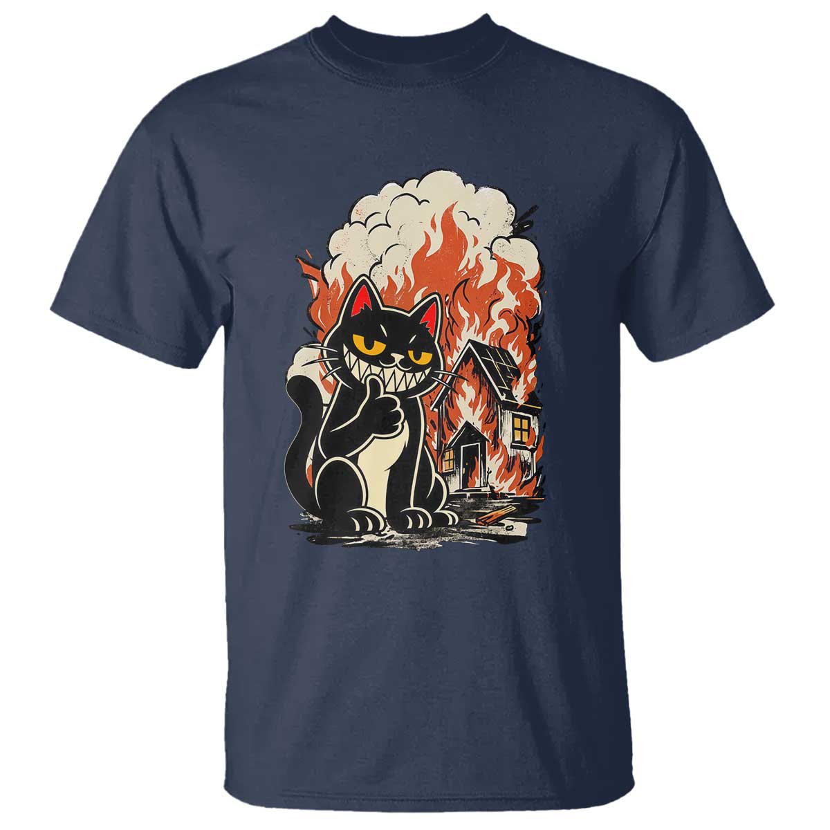 Funny Trouble Maker Cat T Shirt Cute Mischief Graphic Gift For Cat Lover TS12 Navy Print Your Wear