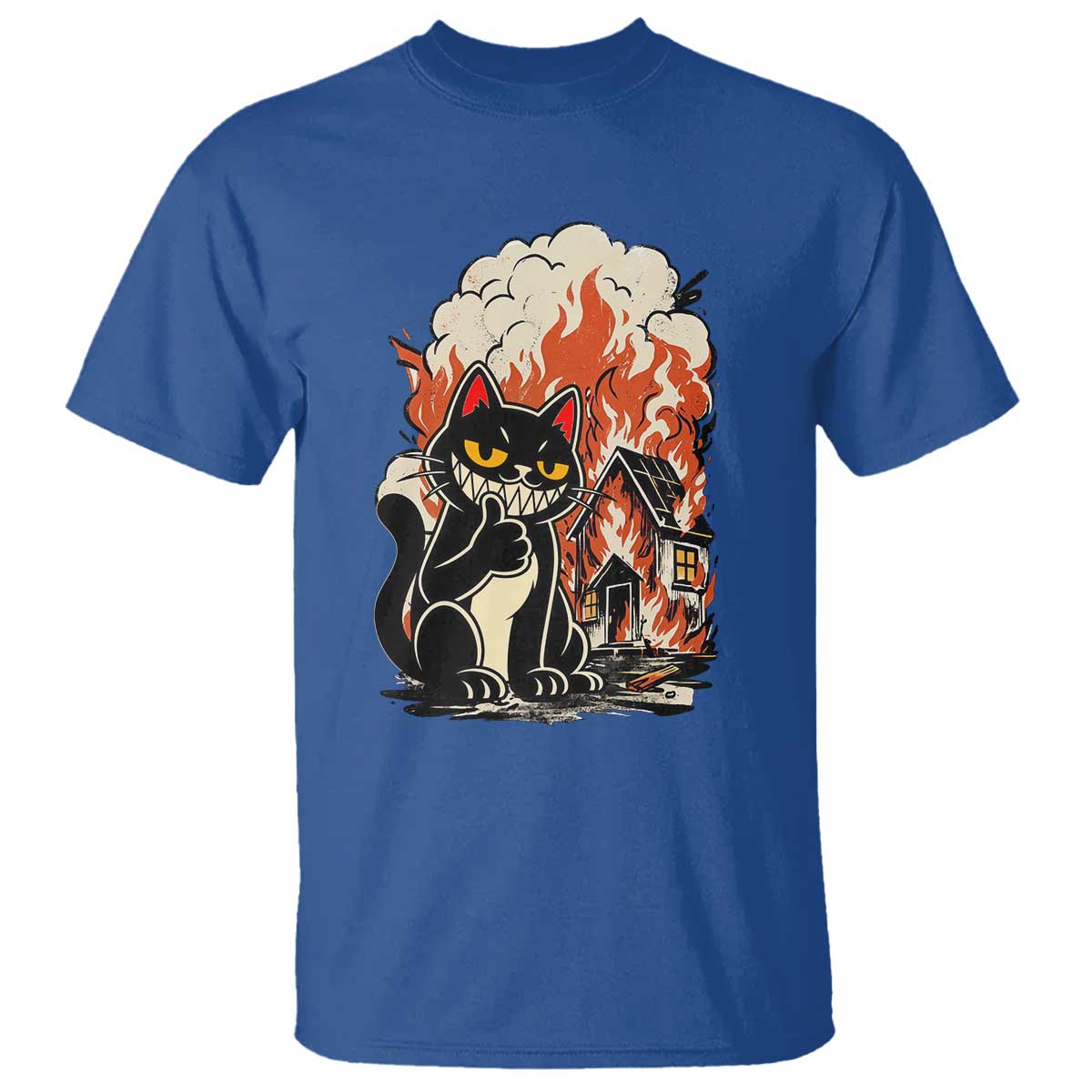 Funny Trouble Maker Cat T Shirt Cute Mischief Graphic Gift For Cat Lover TS12 Royal Blue Print Your Wear
