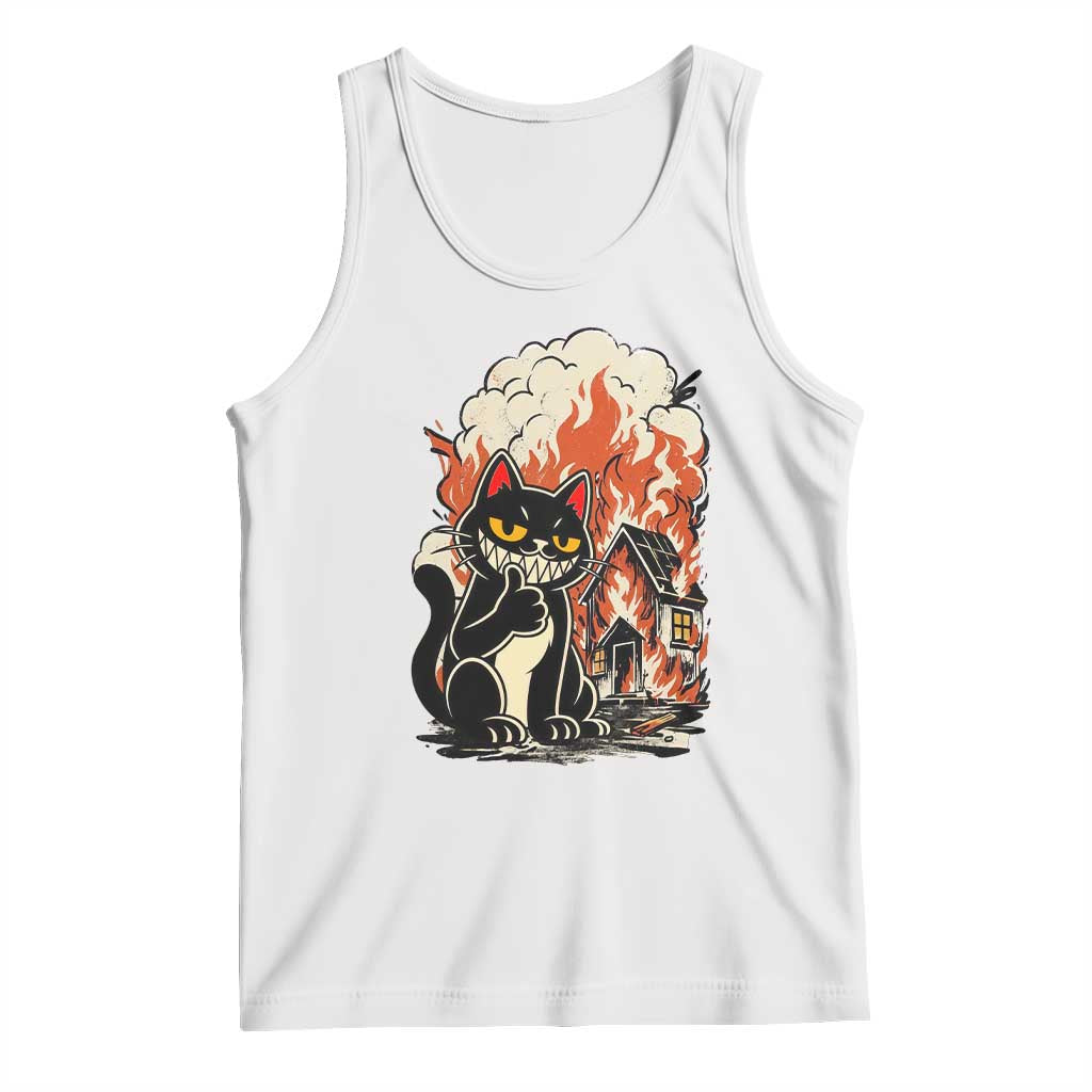 Funny Trouble Maker Cat Tank Top Cute Mischief Graphic Gift For Cat Lover TS12 White Print Your Wear