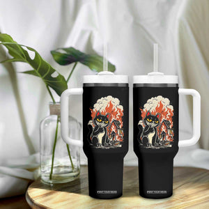 Funny Trouble Maker Cat Tumbler With Handle Cute Mischief Graphic Gift For Cat Lover TS12 Print Your Wear