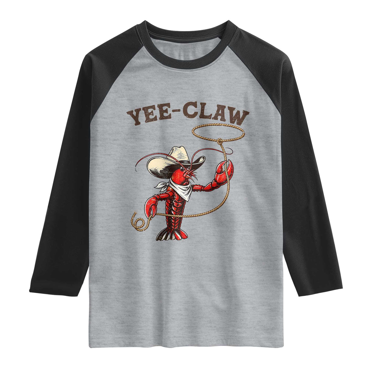 Yee Claw Raglan Shirt Funny Crawfish Cajun Seafood Festival TS12 Heather Gray Black Print Your Wear
