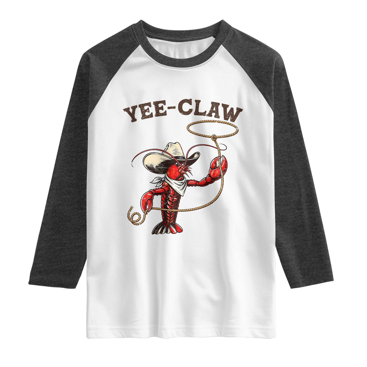 Yee Claw Raglan Shirt Funny Crawfish Cajun Seafood Festival TS12 White Heather Charcoal Print Your Wear
