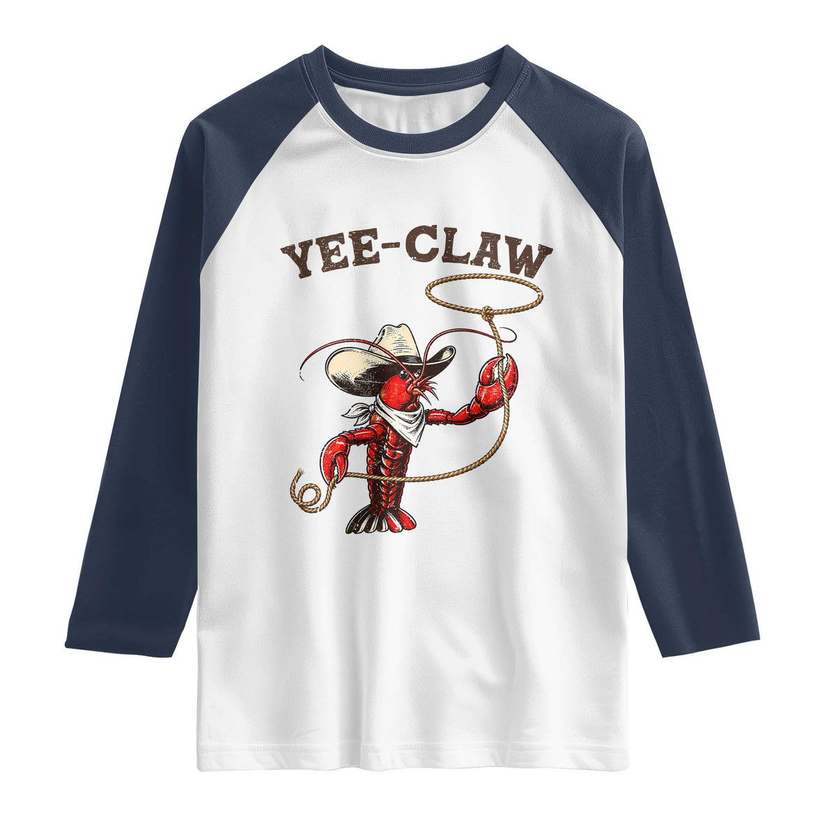 Yee Claw Raglan Shirt Funny Crawfish Cajun Seafood Festival TS12 White Navy Print Your Wear