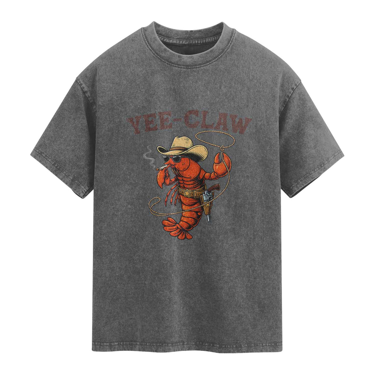 Yee Claw Southern Crawfish Washed Cotton T-Shirt Funny Seafood Party Graphic
