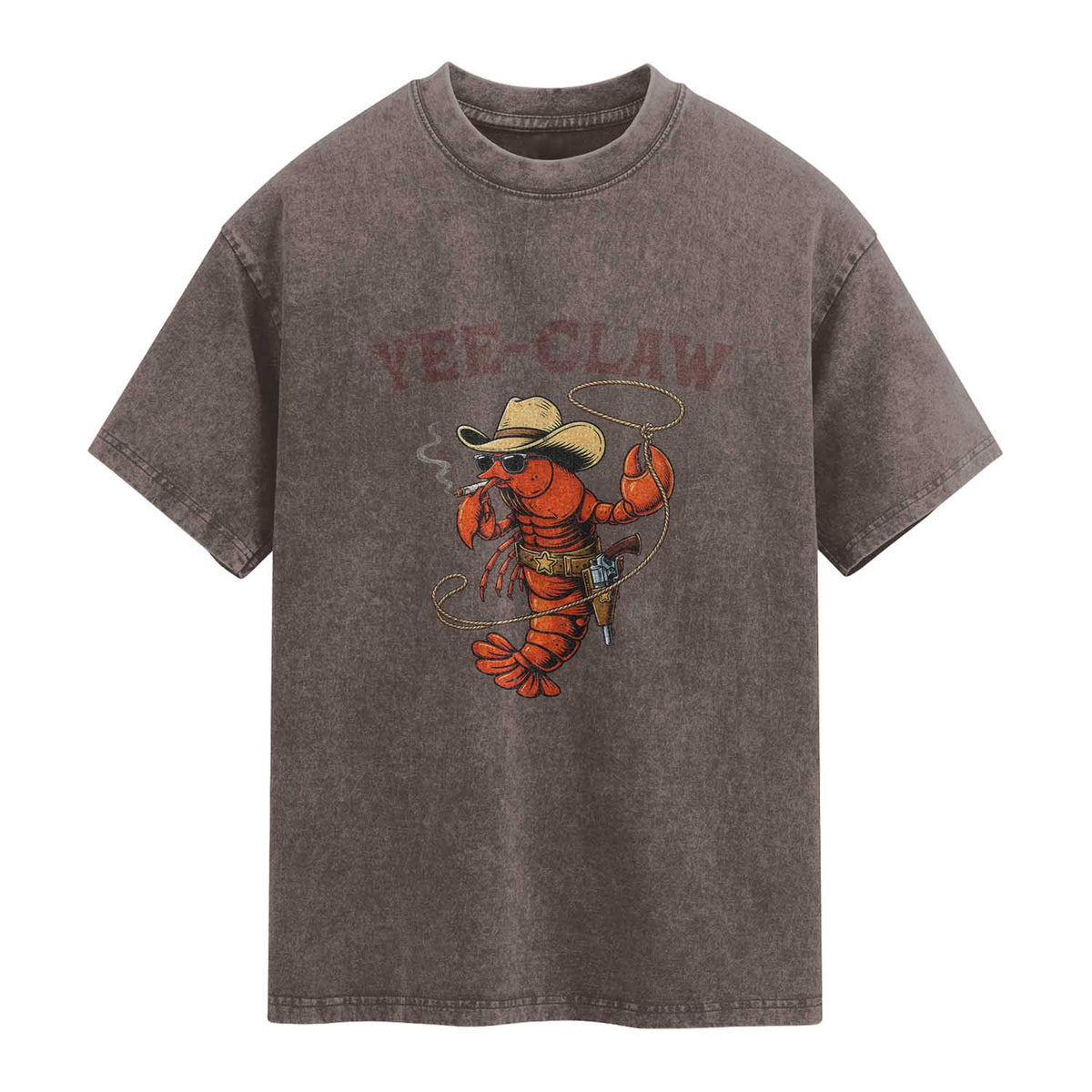 Yee Claw Southern Crawfish Washed Cotton T-Shirt Funny Seafood Party Graphic