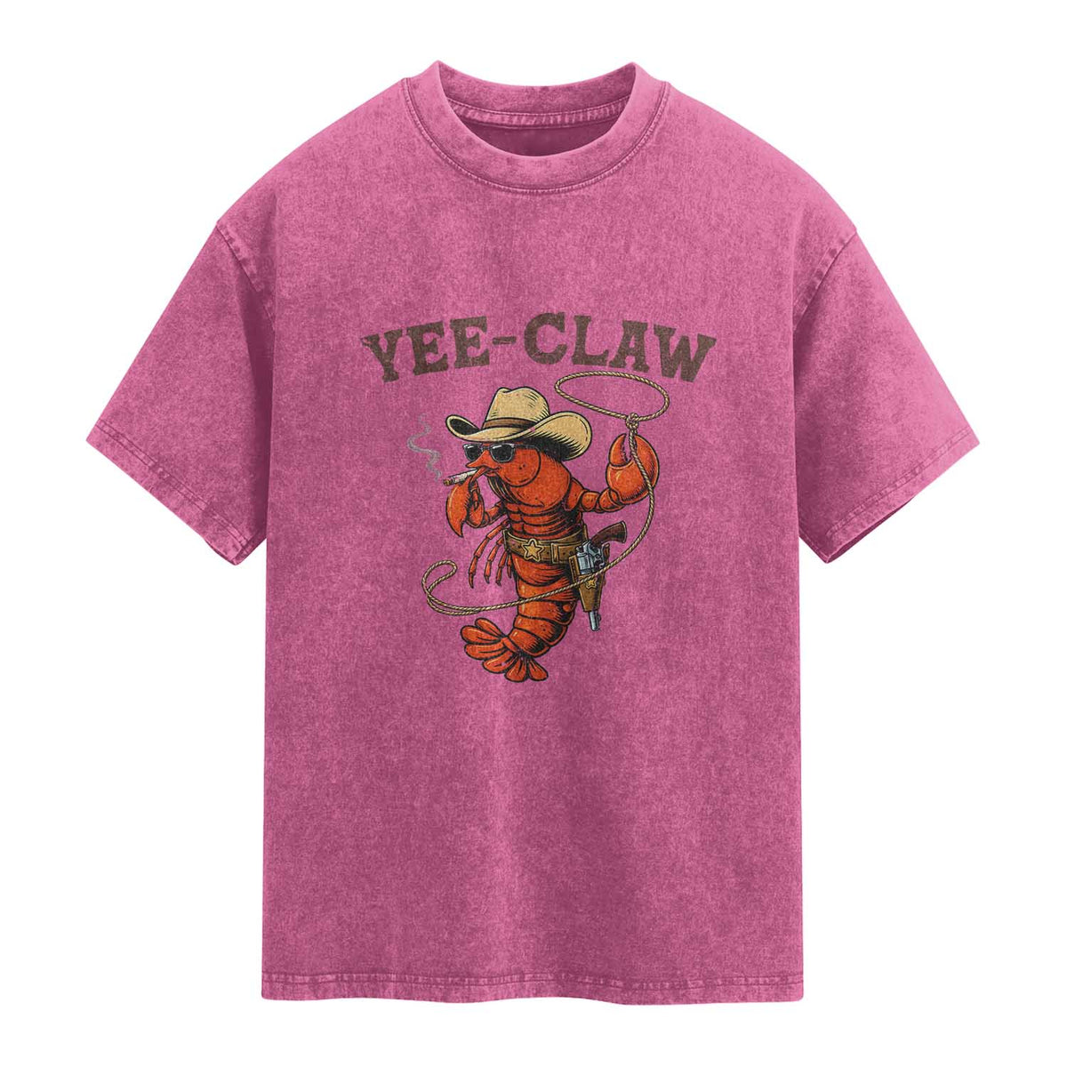 Yee Claw Southern Crawfish Washed Cotton T-Shirt Funny Seafood Party Graphic