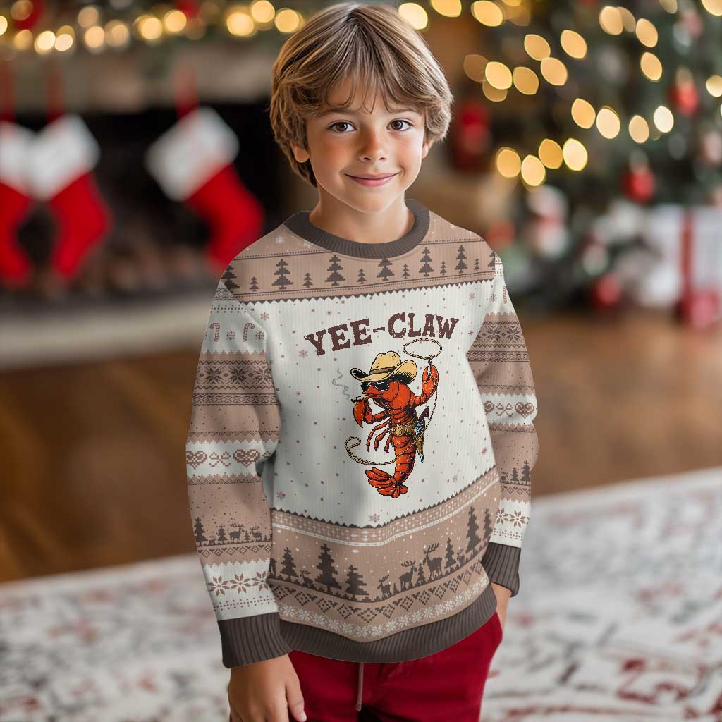 Yee Claw Southern Crawfish Ugly Christmas Sweater Funny Seafood Party Graphic TS12 Mocha Mousse Print Your Wear