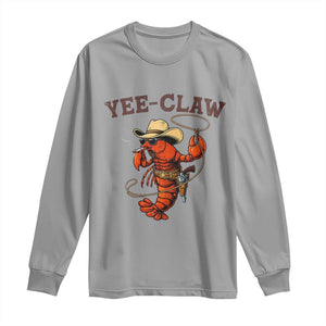 Yee Claw Southern Crawfish Long Sleeve Shirt Funny Seafood Party Graphic TS12 Sport Gray Print Your Wear