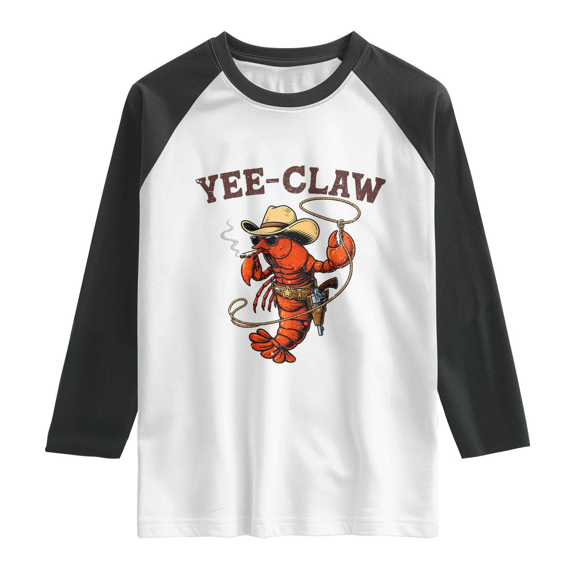 Yee Claw Southern Crawfish Raglan Shirt Funny Seafood Party Graphic TS12 White Black Print Your Wear