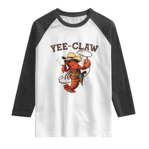 Yee Claw Southern Crawfish Raglan Shirt Funny Seafood Party Graphic TS12 White Heather Charcoal Print Your Wear