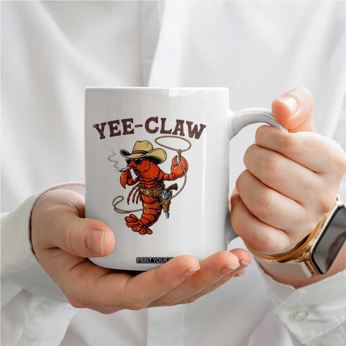 Yee Claw Southern Crawfish Coffee Mug Funny Seafood Party Graphic TS12 Print Your Wear