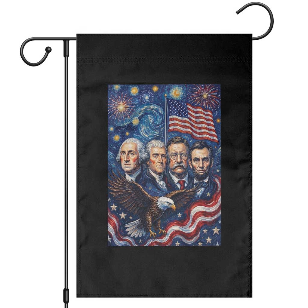 USA Presidents Mount Rushmore Garden Flag Starry Night Inspired Art TS12 Black Print Your Wear