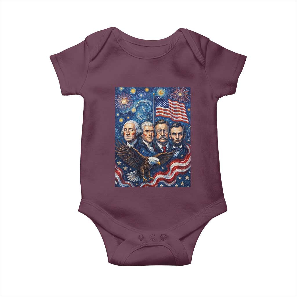 USA Presidents Mount Rushmore Baby Onesie Starry Night Inspired Art TS12 Maroon Print Your Wear