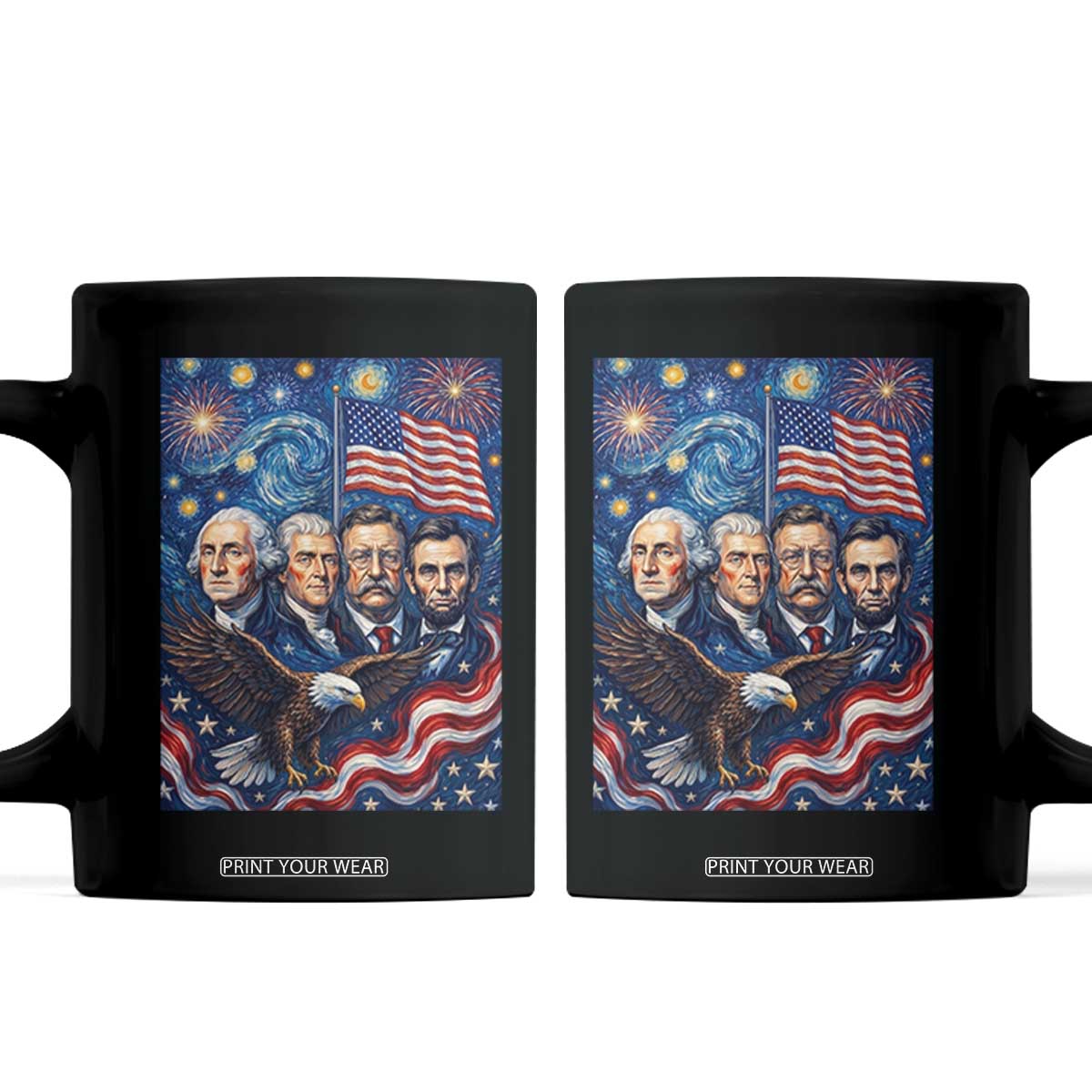 USA Presidents Mount Rushmore Coffee Mug Starry Night Inspired Art TS12 Black Print Your Wear