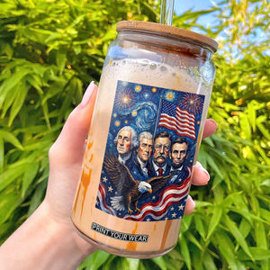 USA Presidents Mount Rushmore Glass Can Starry Night Inspired Art TS12 Black Print Your Wear
