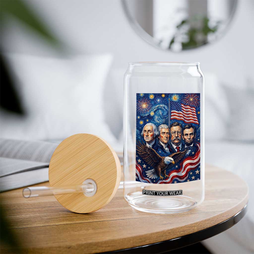 USA Presidents Mount Rushmore Glass Can Starry Night Inspired Art TS12 Print Your Wear