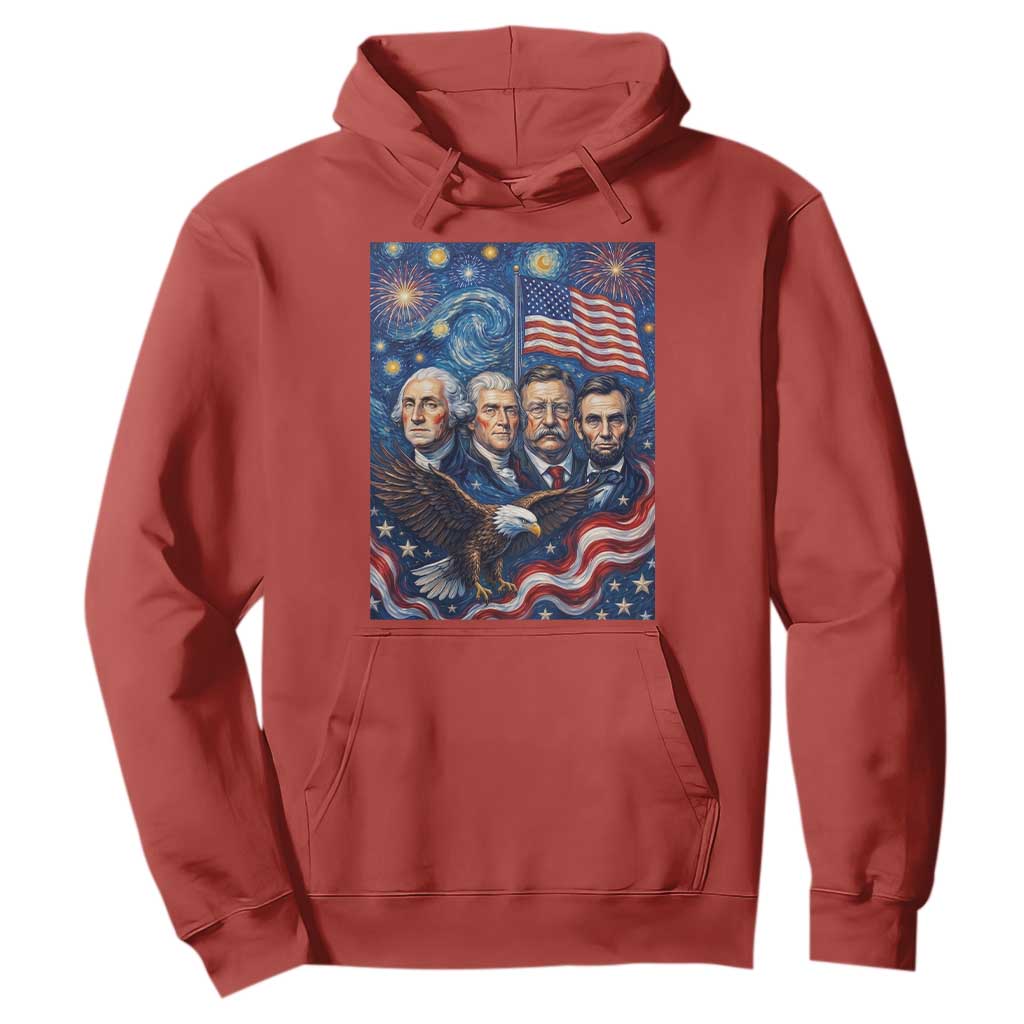 USA Presidents Mount Rushmore Hoodie Starry Night Inspired Art TS12 Red Print Your Wear