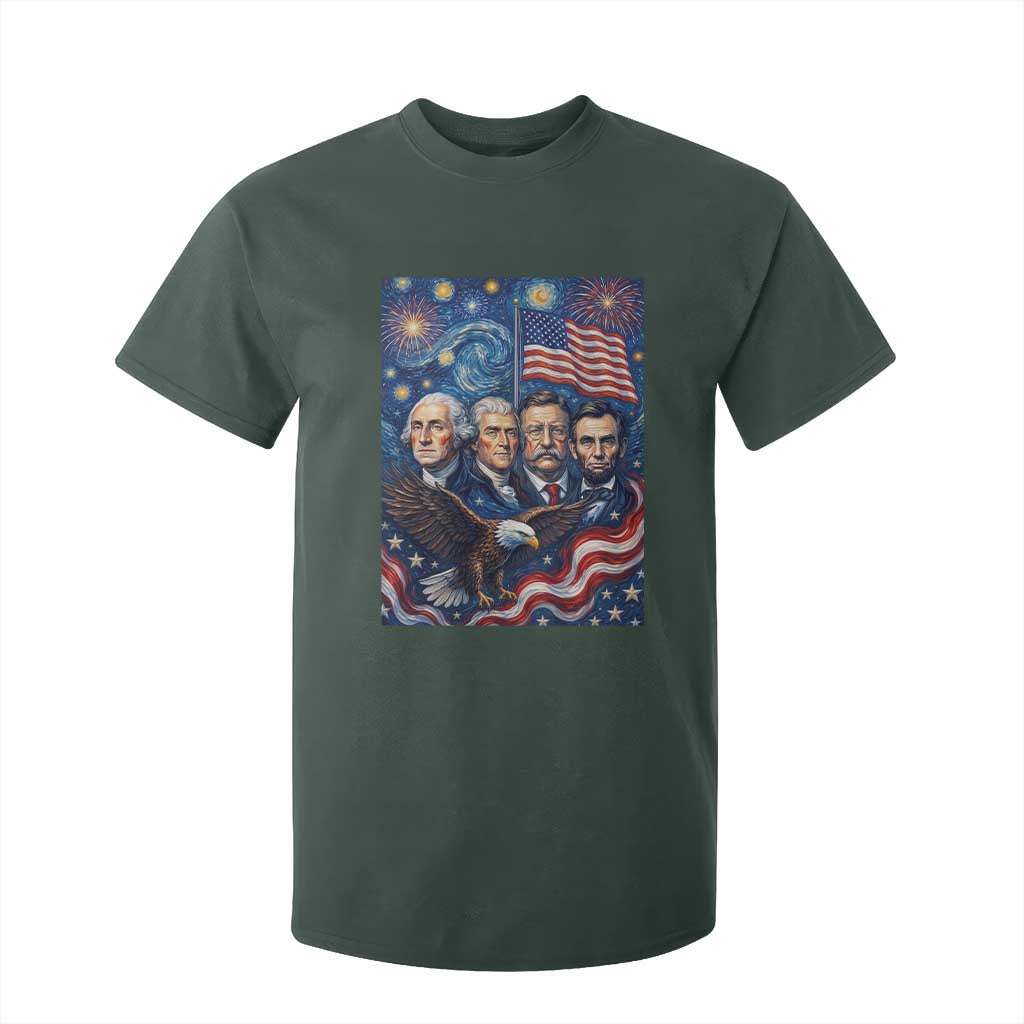 USA Presidents Mount Rushmore T Shirt For Kid Starry Night Inspired Art TS12 Dark Forest Green Print Your Wear