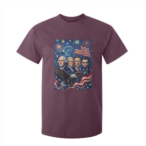 USA Presidents Mount Rushmore T Shirt For Kid Starry Night Inspired Art TS12 Maroon Print Your Wear