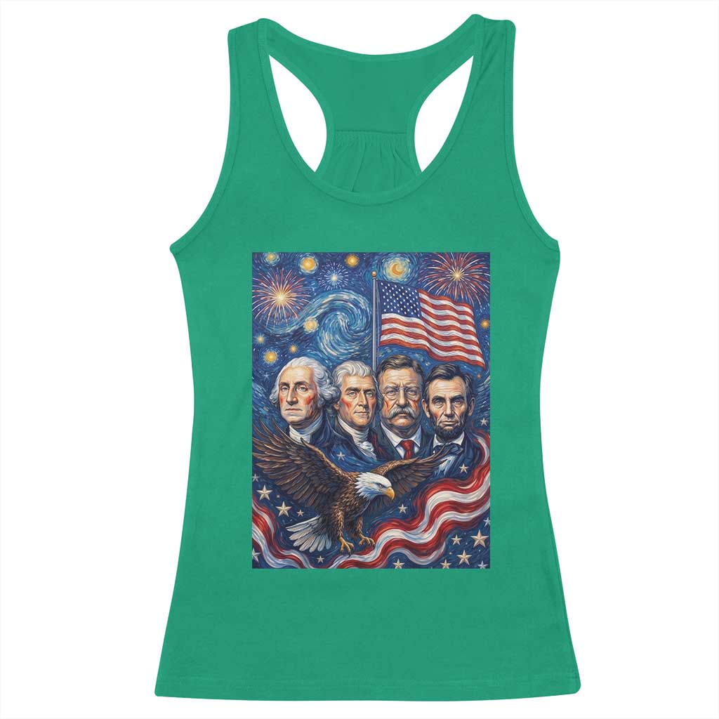 USA Presidents Mount Rushmore Racerback Tank Top Starry Night Inspired Art TS12 Irish Green Print Your Wear