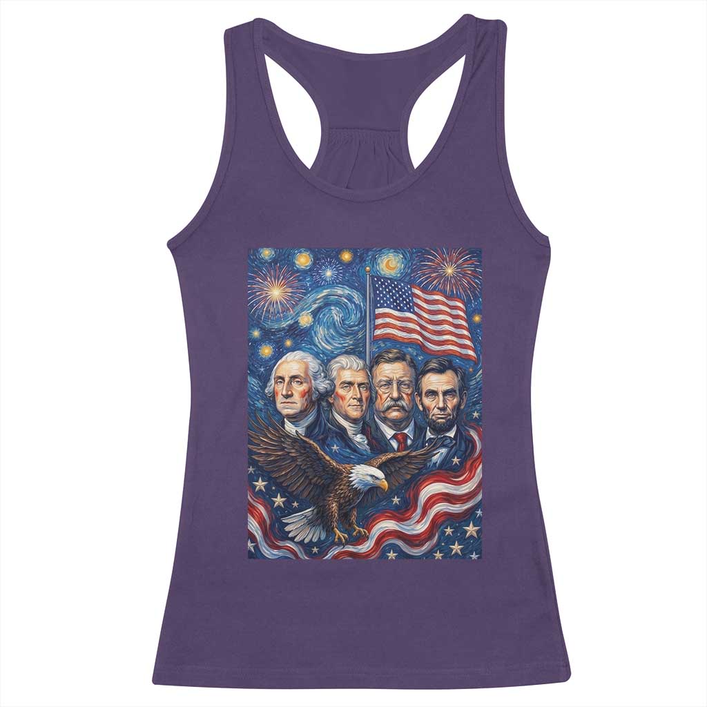 USA Presidents Mount Rushmore Racerback Tank Top Starry Night Inspired Art TS12 Purple Print Your Wear