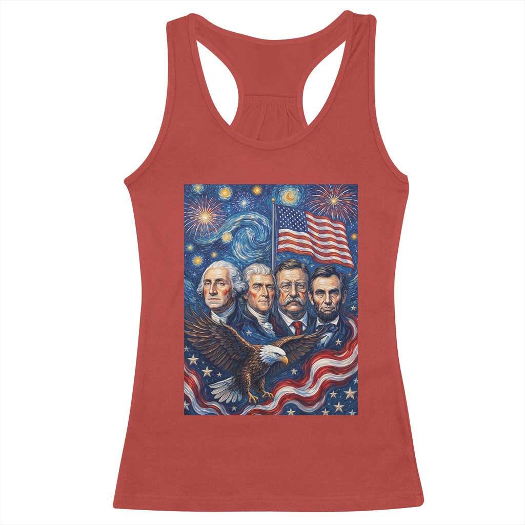 USA Presidents Mount Rushmore Racerback Tank Top Starry Night Inspired Art TS12 Red Print Your Wear