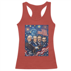 USA Presidents Mount Rushmore Racerback Tank Top Starry Night Inspired Art TS12 Red Print Your Wear