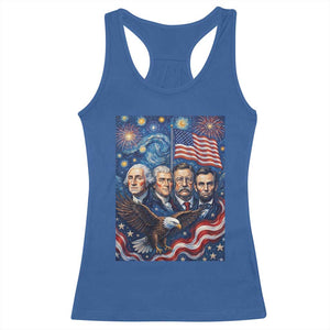 USA Presidents Mount Rushmore Racerback Tank Top Starry Night Inspired Art TS12 Royal Blue Print Your Wear