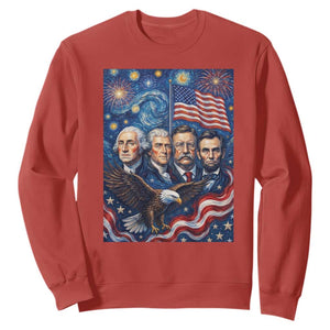 USA Presidents Mount Rushmore Sweatshirt Starry Night Inspired Art TS12 Red Print Your Wear