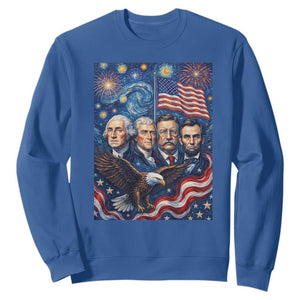 USA Presidents Mount Rushmore Sweatshirt Starry Night Inspired Art TS12 Royal Blue Print Your Wear