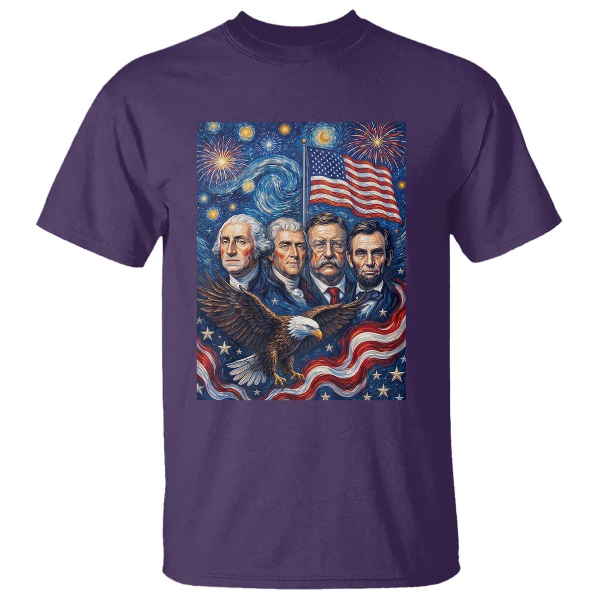 USA Presidents Mount Rushmore T Shirt Starry Night Inspired Art TS12 Purple Print Your Wear