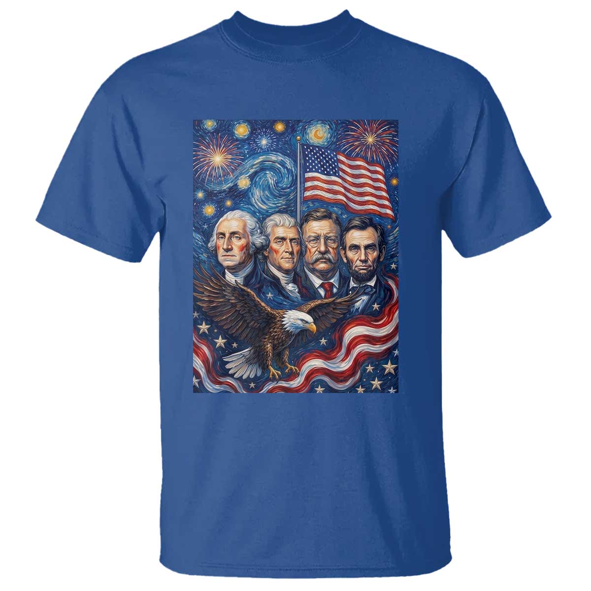 USA Presidents Mount Rushmore T Shirt Starry Night Inspired Art TS12 Royal Blue Print Your Wear