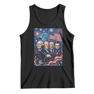 USA Presidents Mount Rushmore Tank Top Starry Night Inspired Art TS12 Black Print Your Wear