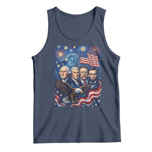 USA Presidents Mount Rushmore Tank Top Starry Night Inspired Art TS12 Navy Print Your Wear