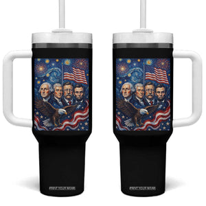 USA Presidents Mount Rushmore Tumbler With Handle Starry Night Inspired Art TS12 One Size: 40 oz Black Print Your Wear