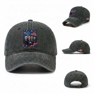 USA Presidents Mount Rushmore Washed Cotton Baseball Cap Starry Night Inspired Art TS12 Washed Cap Universal Fit Dark Green Print Your Wear