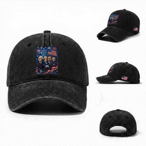 USA Presidents Mount Rushmore Washed Cotton Baseball Cap Starry Night Inspired Art TS12 Washed Cap Universal Fit Black Print Your Wear